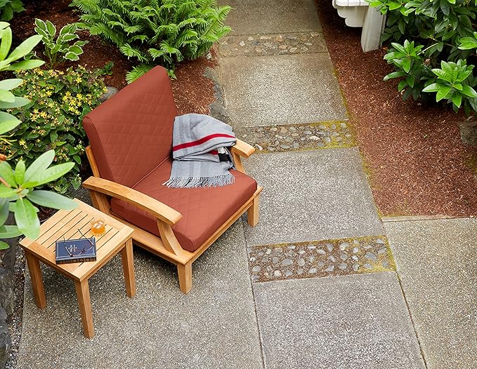 Classic Accessories Montlake FadeSafe Water-Resistant 25 x 22 x 4 Inch Wide Back Patio Quilted Lounge Cushion, Spice
