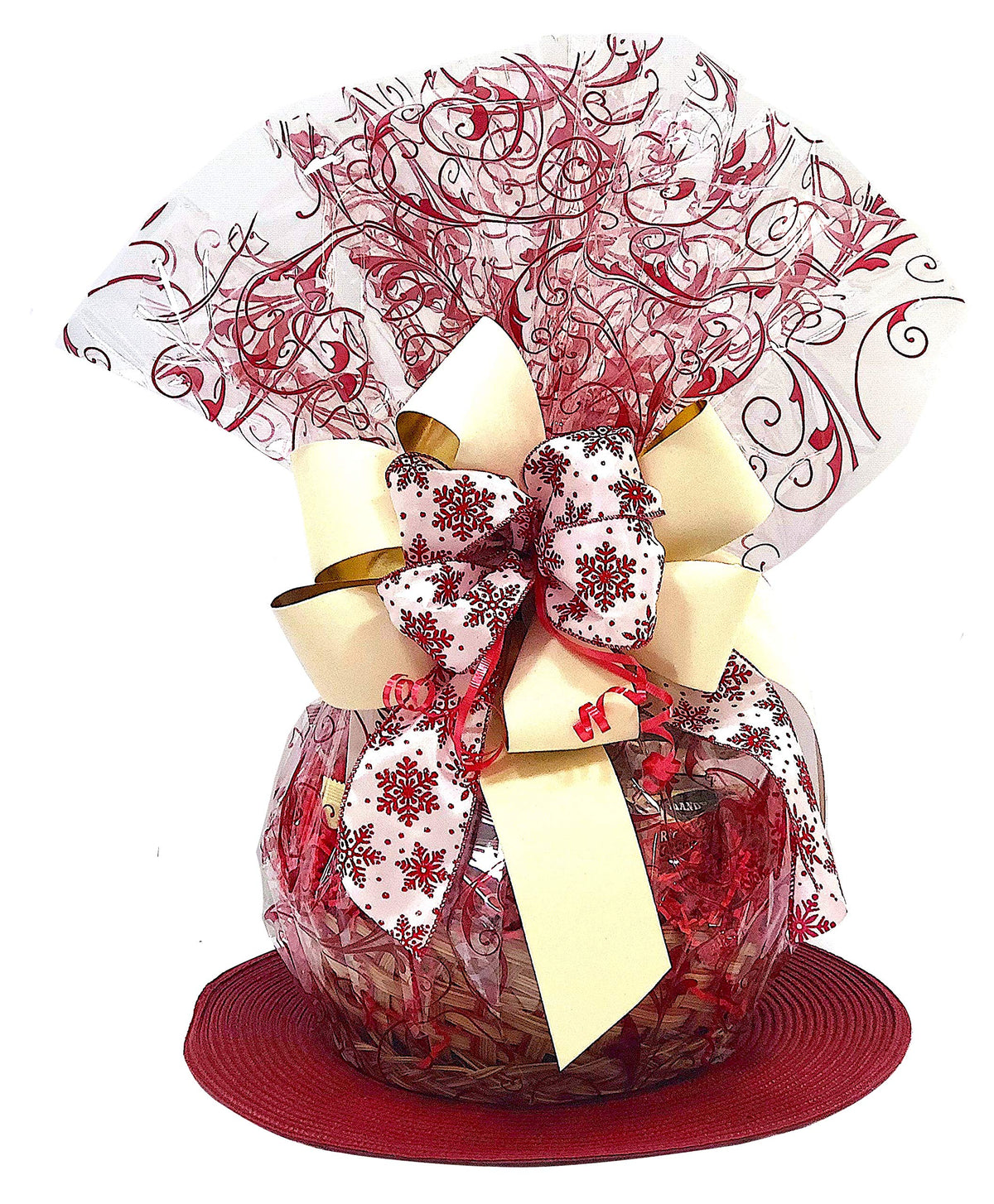 Hand-Crafted 54 Piece customizable chocolate gift basket of gourmet chocolates, cookies, and crunches. Tasty treats selected for businesses, clients