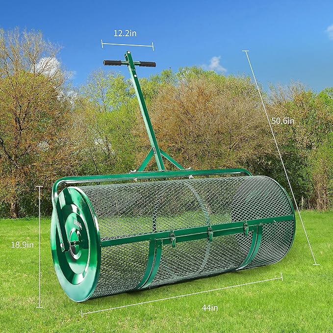 Lawn & Garden Spreaders - 44 Inch Compost Spreader with Improved T Shape Handle - Spreader for Top Dressing Compost, Fertilizer, Mulch and Soil-Strong and Lightweight Material for Basket