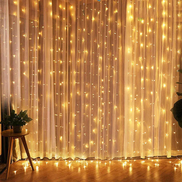 Christmas Curtain Fairy Lights Garland