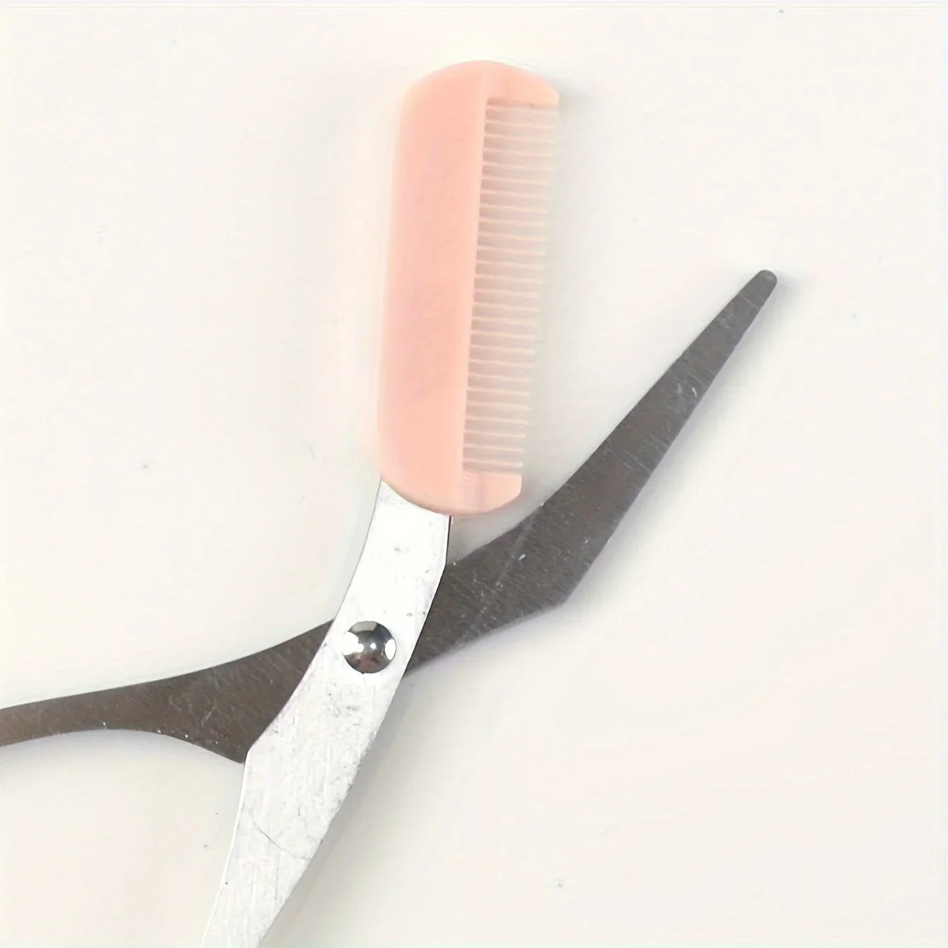 Pink Eyebrow Trimming Scissors Comb