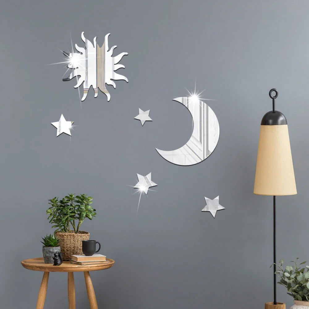 Star Moon Wall Mirror Stickers