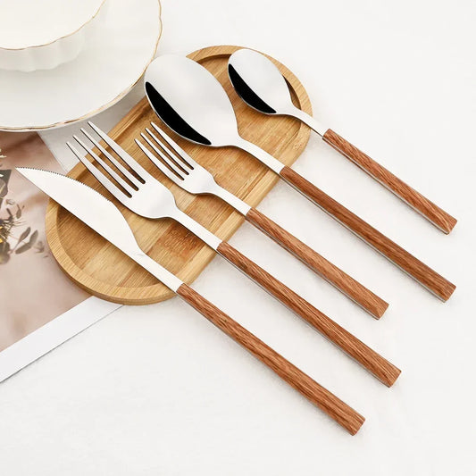Stainless Steel Wooden Cutlery Set