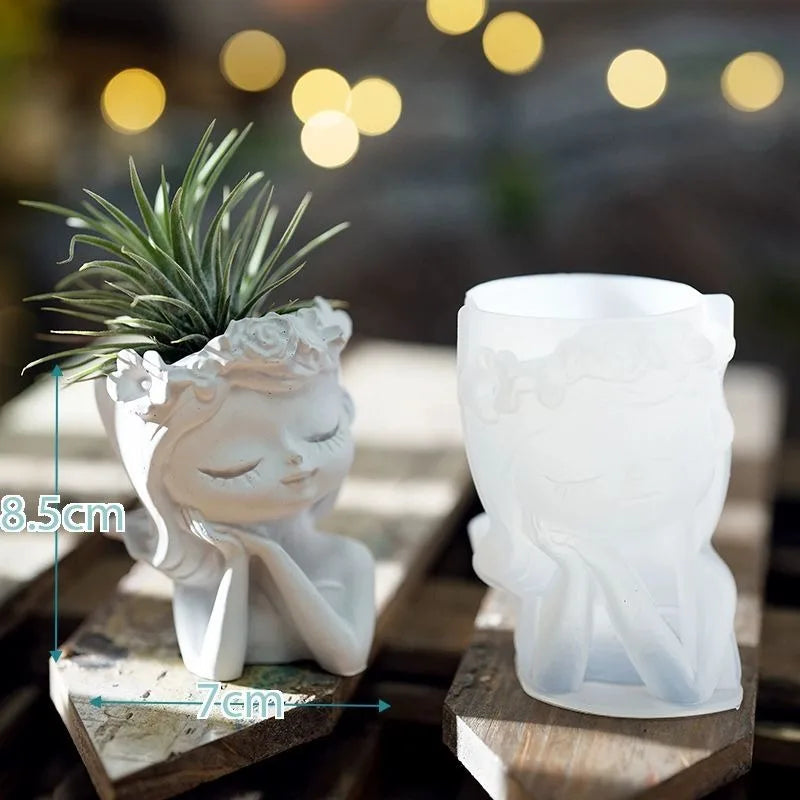 Girl Head Flower Pot Mold