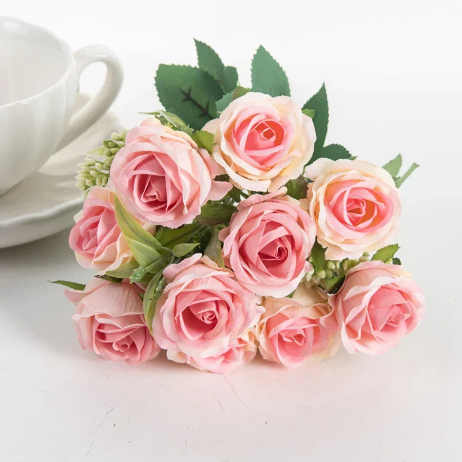 Silk White Rose Bouquet