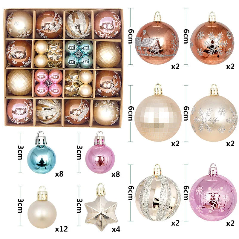44pcs Christmas Ball Ornaments Set
