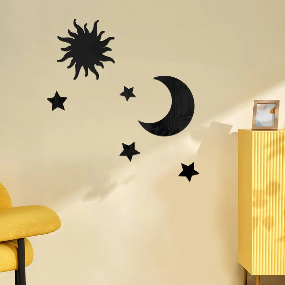 Star Moon Wall Mirror Stickers