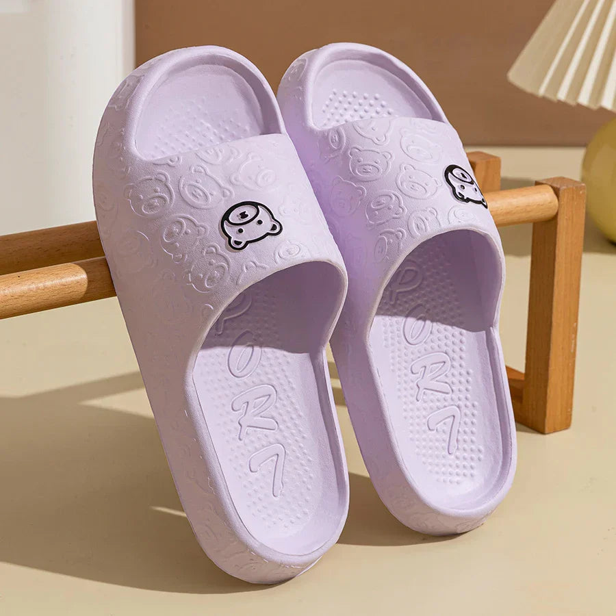 Summer Bear Print Slippers
