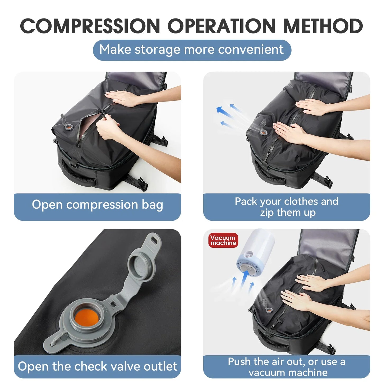 Vacuum Large Capacity Travel Backpack