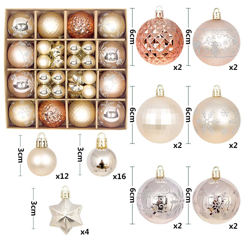 44pcs Christmas Ball Ornaments Set