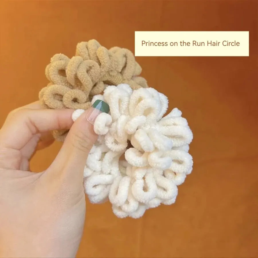 54pcs Autumn Winter Milk Tea Color System Hair Bands Grab Clip Large Intestine Hair Band Side Clip High Elasticity Hair Band