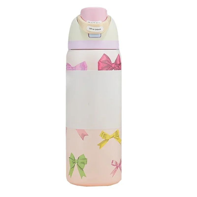 Owala Flower Black Straw Bottle