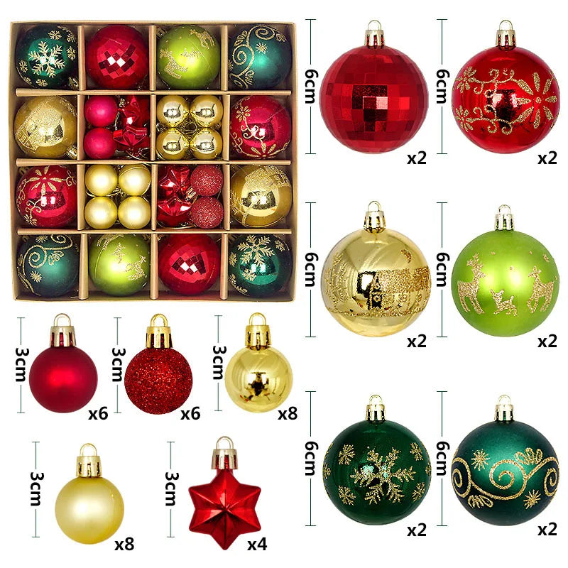 44pcs Christmas Ball Ornaments Set