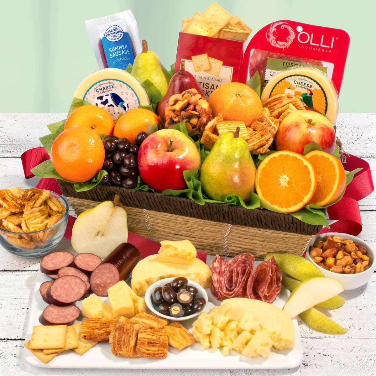 A Gift Inside Sweet & Savory Farmstead Fruit Basket – Fresh Fruits & Gourmet Pairings