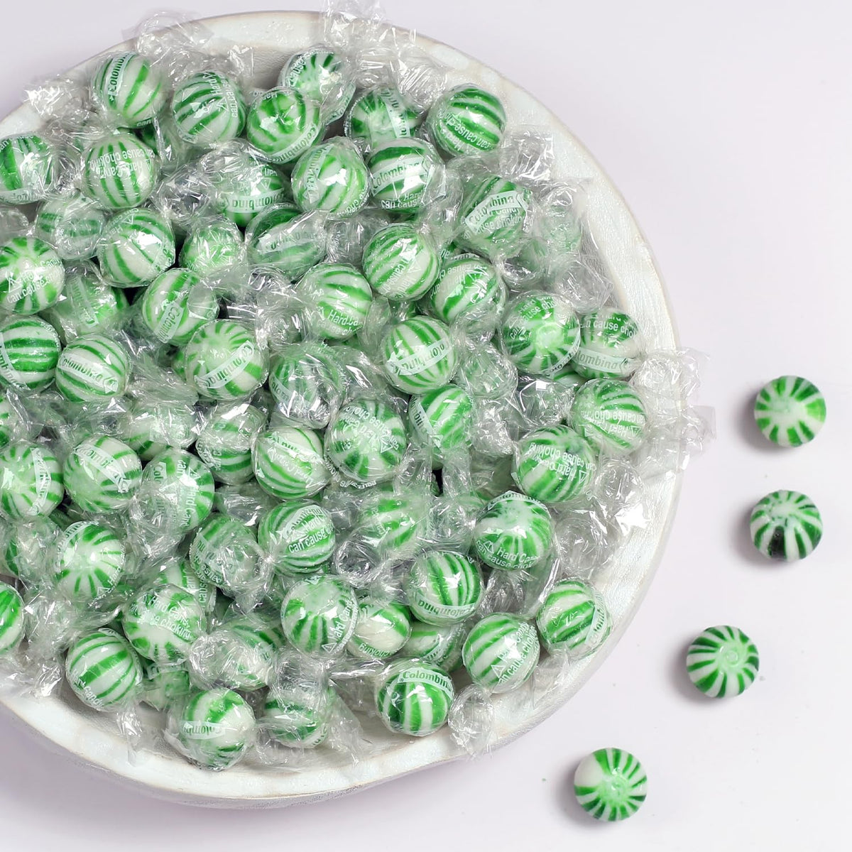 A Great Surprise Jumbo Spearmint Mint Balls – 3 lb Bulk, Individually Wrapped Green Starlight Mints