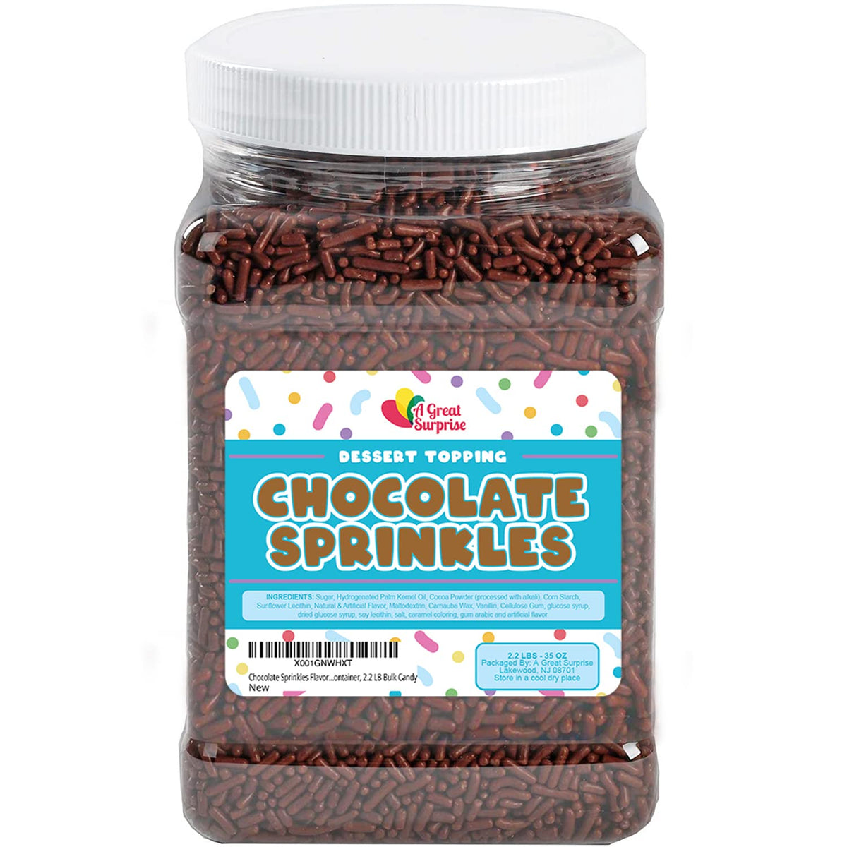 A Great Surprise Chocolate Sprinkles - 2.2 lb Jimmies for Ice Cream & Baking