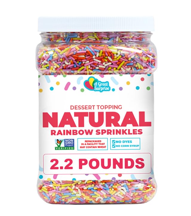 A Great Surprise Dye-Free Rainbow Sprinkles – 2.2 LB | Natural Vegan Jimmies