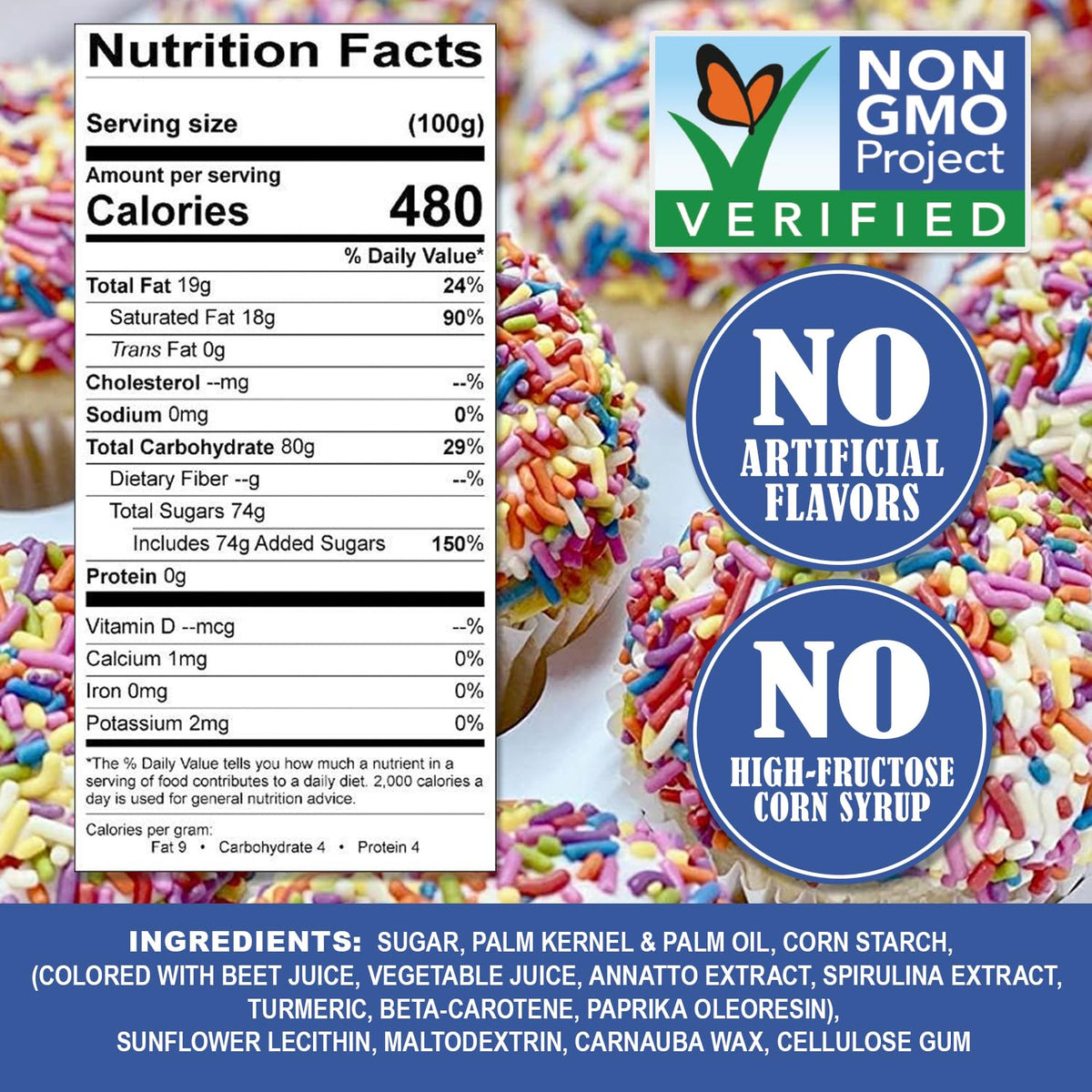 A Great Surprise Dye-Free Rainbow Sprinkles – 2.2 LB | Natural Vegan Jimmies