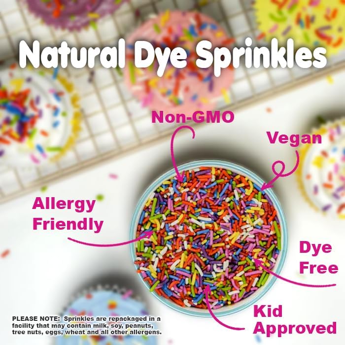 A Great Surprise Dye-Free Rainbow Sprinkles – 2.2 LB | Natural Vegan Jimmies