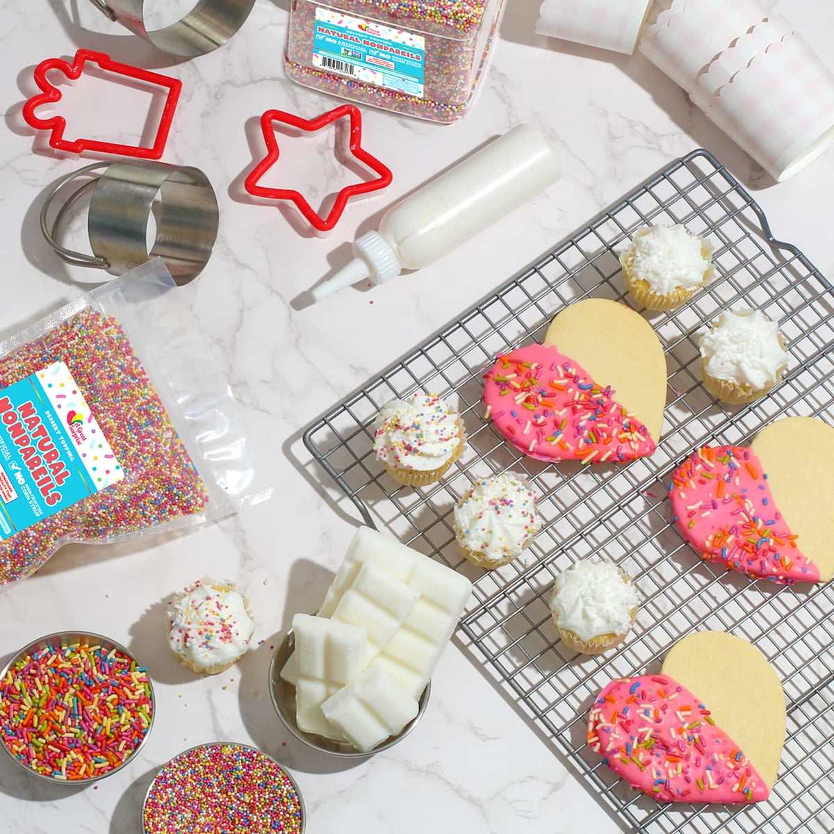 A Great Surprise Dye-Free Rainbow Sprinkles – 1.6 Lb Natural Vegan Toppings | No Artificial Dyes or Flavors | Non-GMO Jimmies