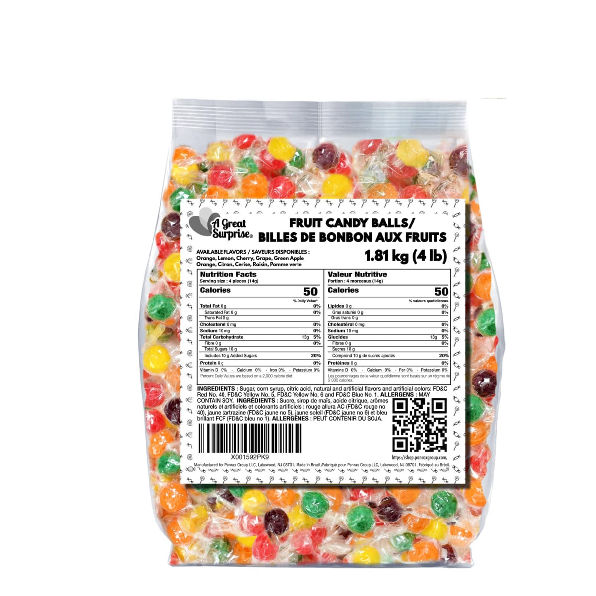 A Great Surprise Hard Candy Fruit Balls – 4 lb Bulk, Assorted Fruity Flavors