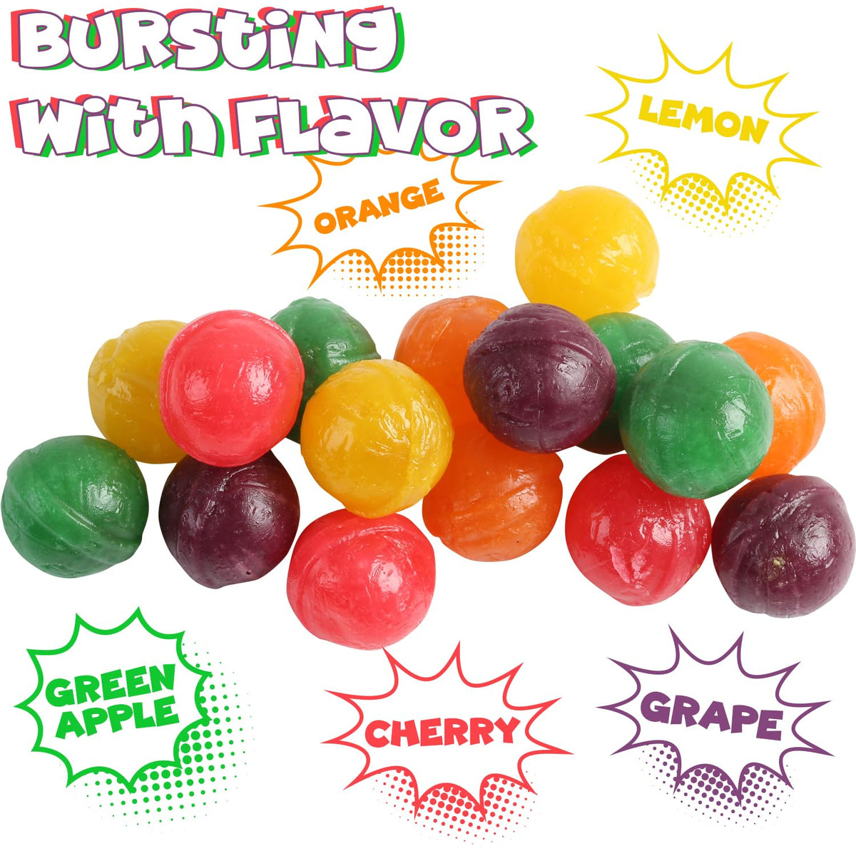 A Great Surprise Hard Candy Fruit Balls – 4 lb Bulk, Assorted Fruity Flavors