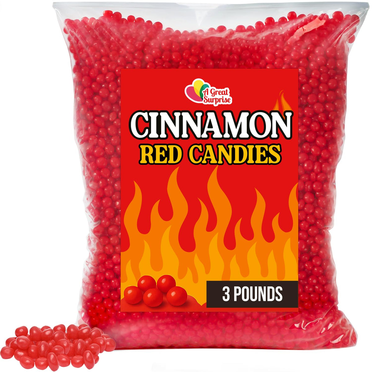 A Great Surprise Red Cinnamon Imperials - 3 lb Bulk Candy for Snacks, Baking, and Buffets