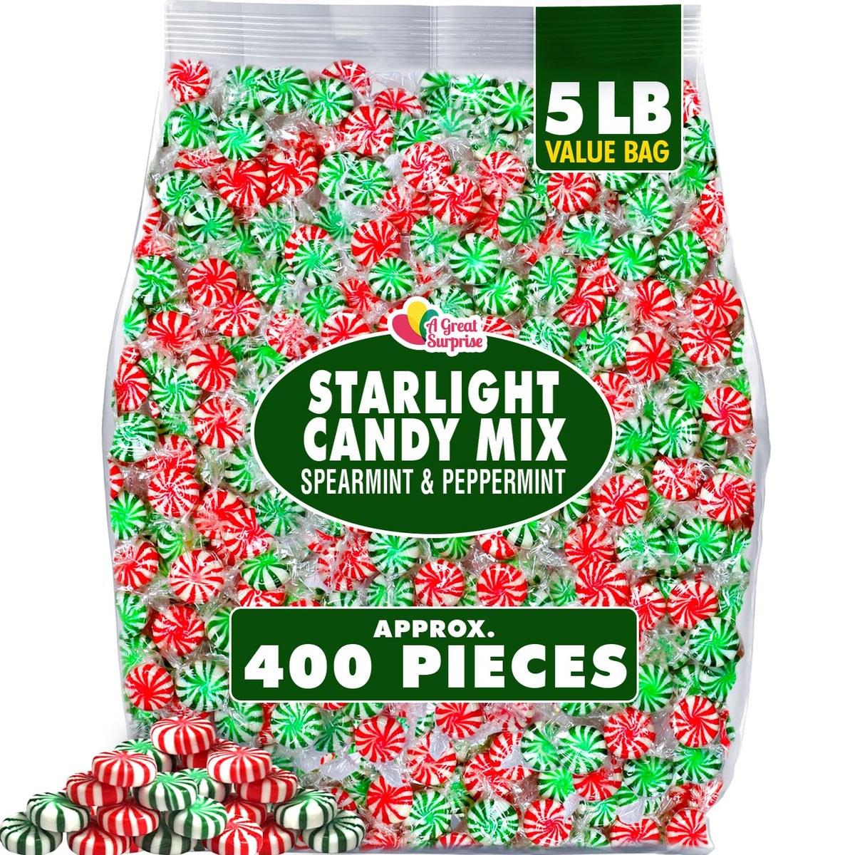 A Great Surprise Starlight Mints Bulk – 5 lb, Spearmint & Peppermint