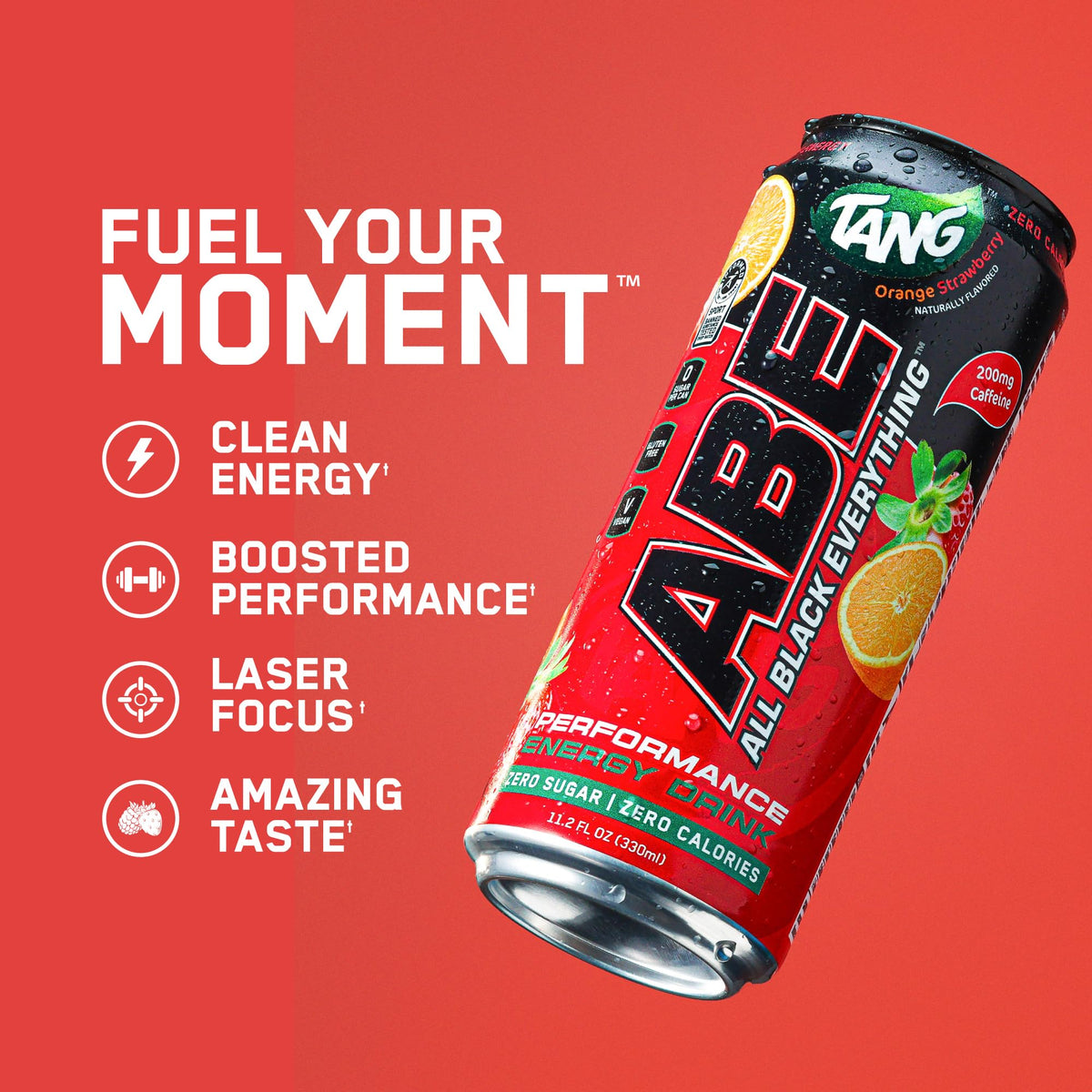 ABE All Black Everything Performance Energy Drink – 0 Calories, Sugar Free, 200mg Caffeine | 12 Pack