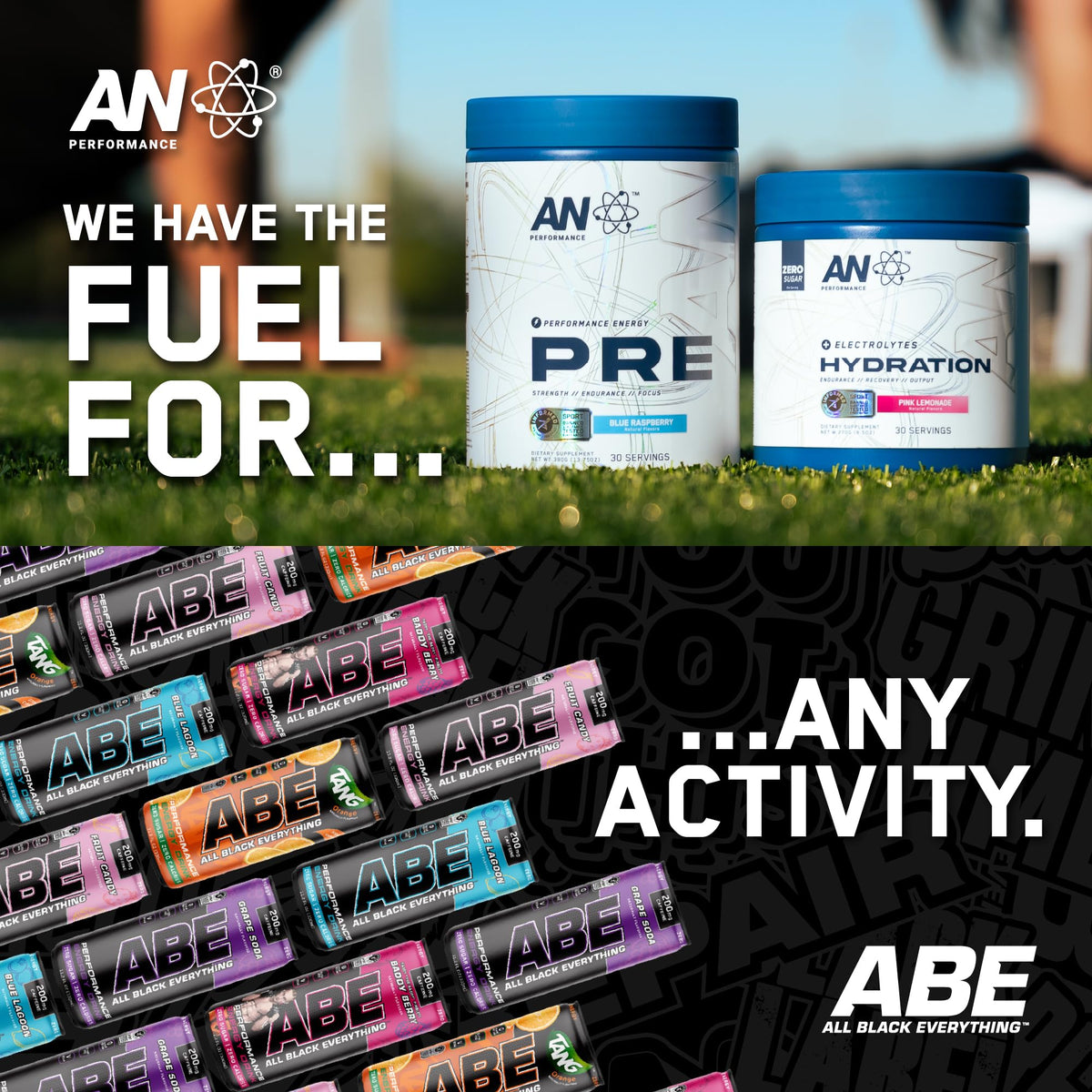 ABE All Black Everything Performance Energy Drink – 0 Calories, Sugar Free, 200mg Caffeine | 12 Pack