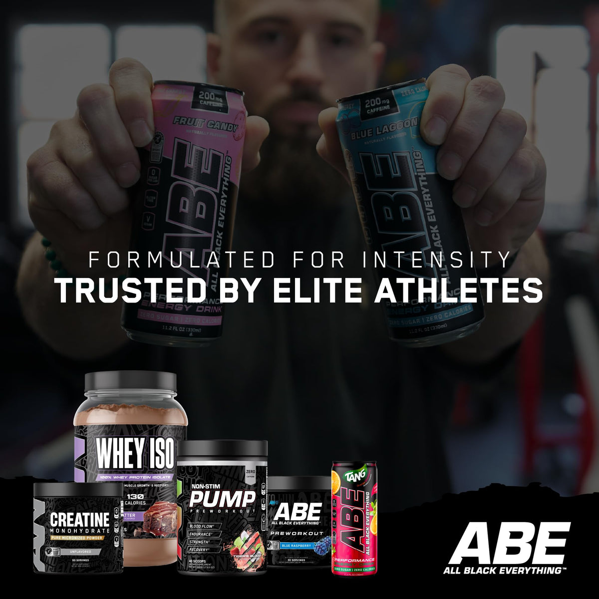 ABE All Black Everything Performance Energy Drink – 0 Calories, Sugar Free, 200mg Caffeine | 12 Pack