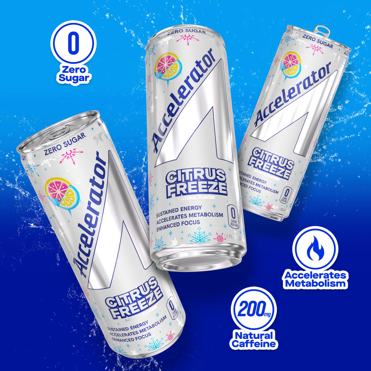 Accelerator Energy Drink Citrus Freeze 12oz Can – Zero Sugar, 200mg Natural Caffeine