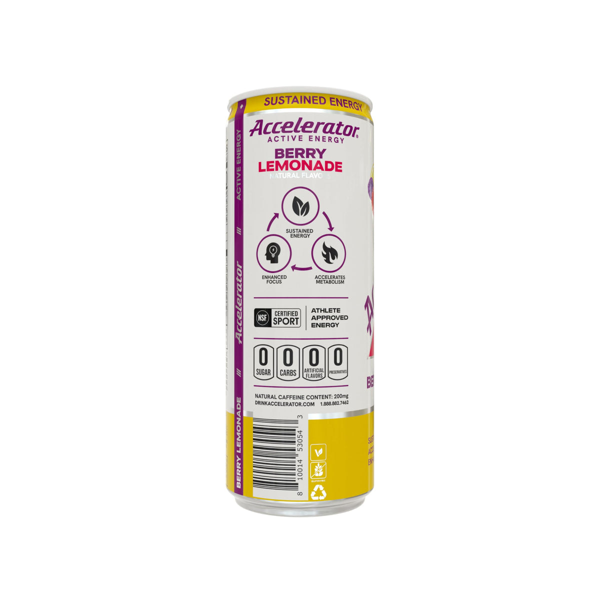 Accelerator Energy Drink Berry Lemonade — Zero Sugar, 200mg Caffeine (12-Pack)