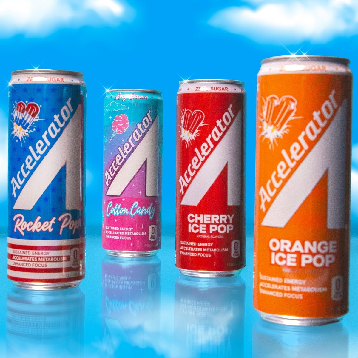 Accelerator Cherry Ice Pop Energy Drink – 12 Pack, Zero Sugar, 200mg Natural Caffeine
