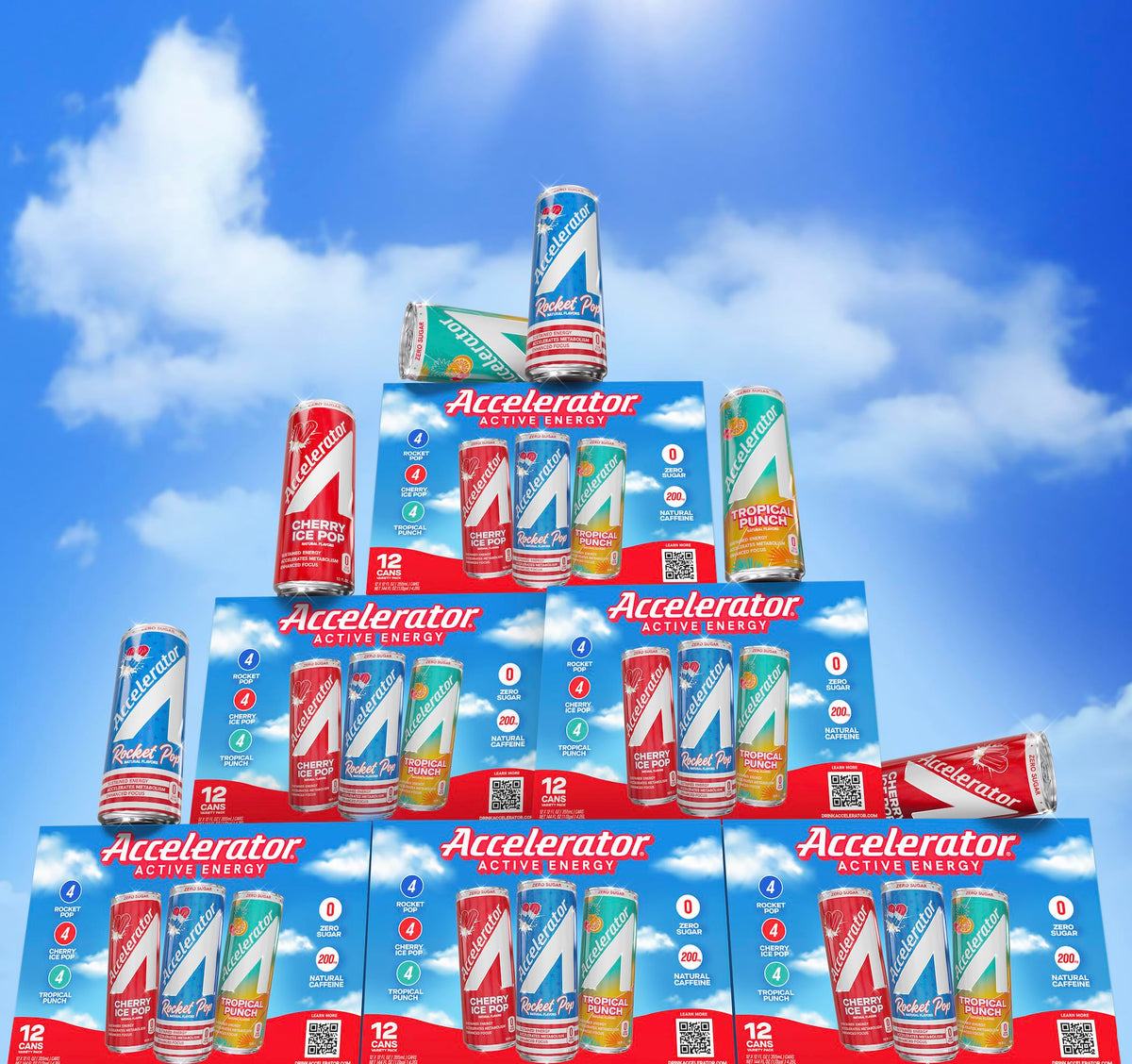 Accelerator Energy Drink Variety Pack | 12 x 12oz Zero Sugar, 200mg Natural Caffeine