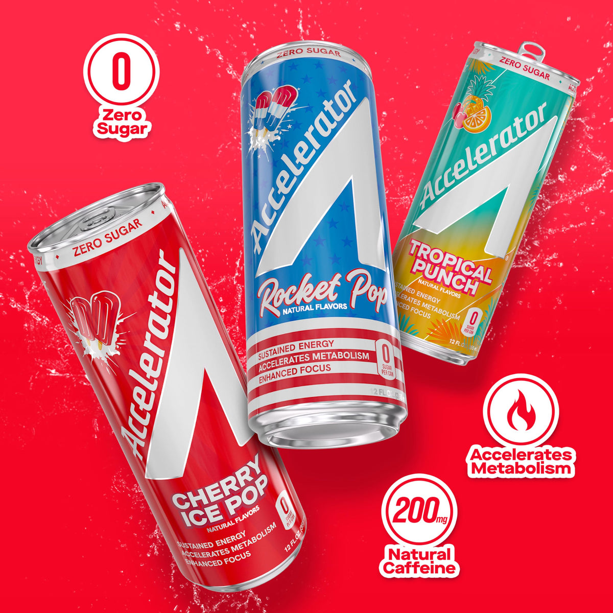Accelerator Energy Drink Variety Pack | 12 x 12oz Zero Sugar, 200mg Natural Caffeine