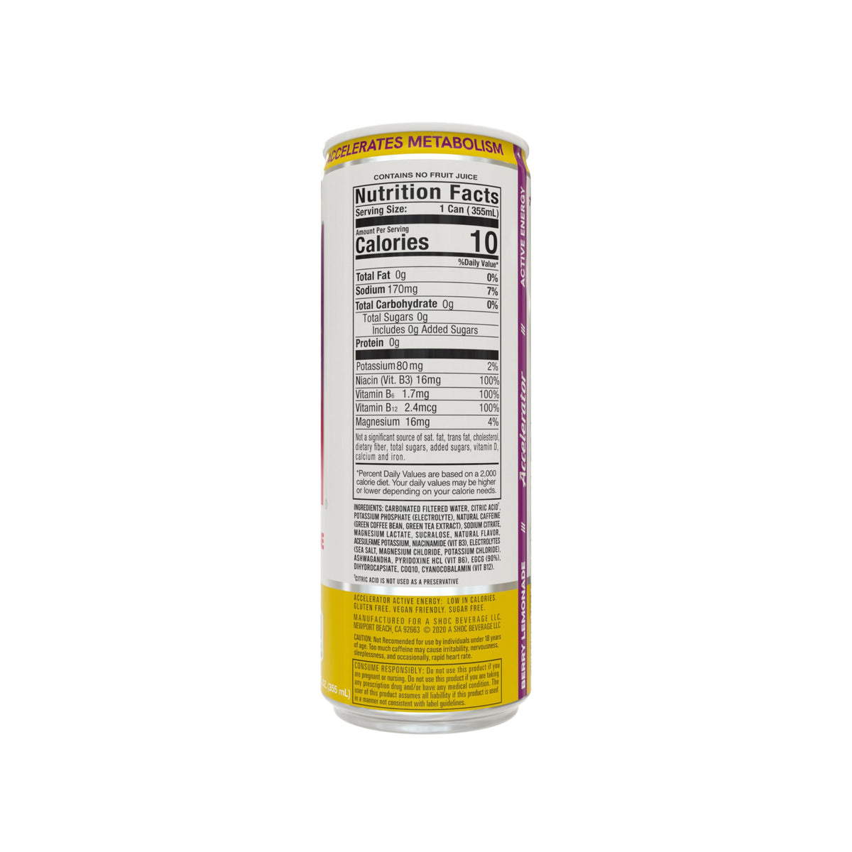 Accelerator Energy Drink Berry Lemonade — Zero Sugar, 200mg Caffeine (12-Pack)