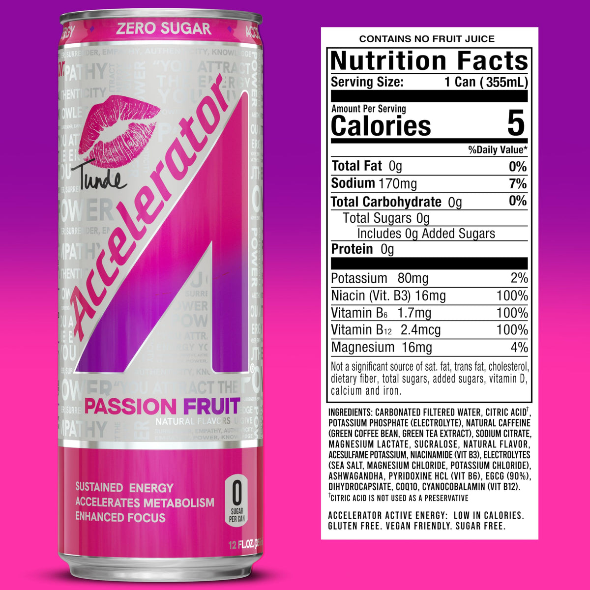 Accelerator Energy Drink – Passion Fruit, 12-Can Pack | 200mg Natural Caffeine
