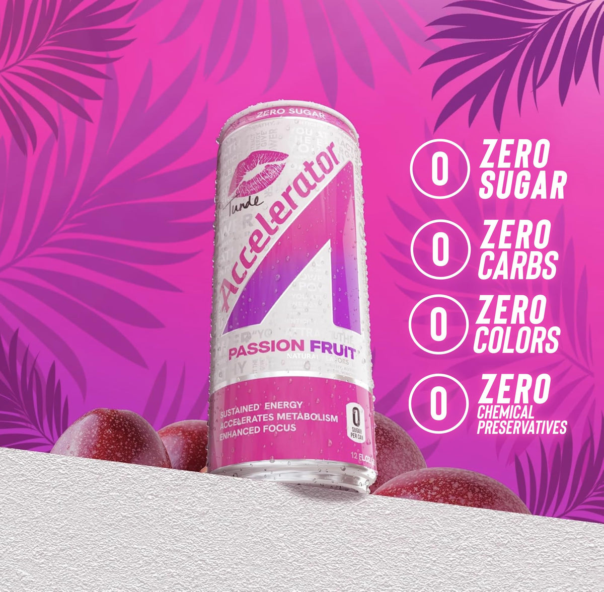 Accelerator Energy Drink – Passion Fruit, 12-Can Pack | 200mg Natural Caffeine