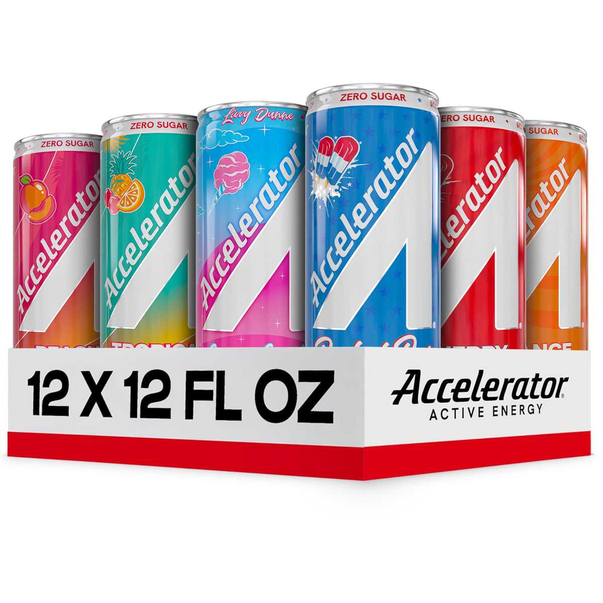 ACCELERATOR Energy Drink – Ultimate Variety Pack (12 Cans) Zero Sugar, 200mg Natural Caffeine