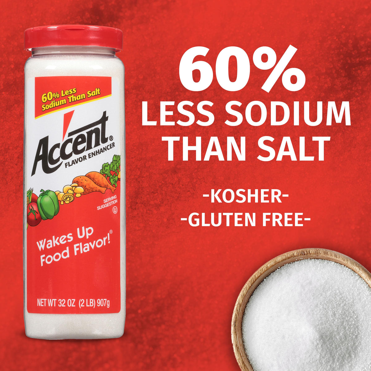 Ac'cent All Natural Flavor Enhancer – 4.5 oz Bottle (Pack of 6) | Umami, Gluten-Free & Kosher