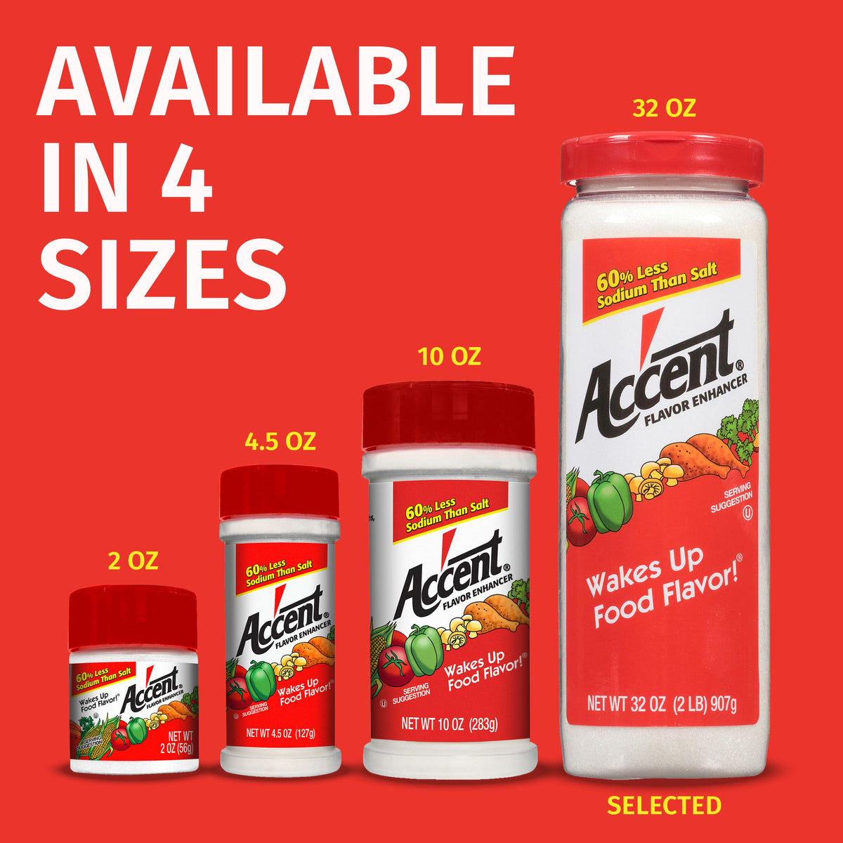 Ac'cent All Natural Flavor Enhancer – 4.5 oz Bottle (Pack of 6) | Umami, Gluten-Free & Kosher