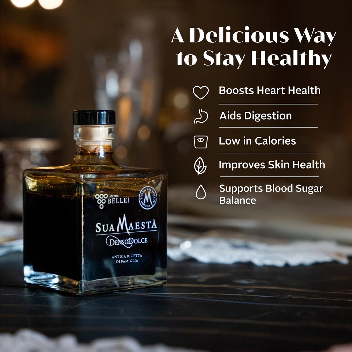 Acetaia Bellei Rich & Thick Balsamic Condiment 250ml – Barrique-Aged, Modena, Light Acidity
