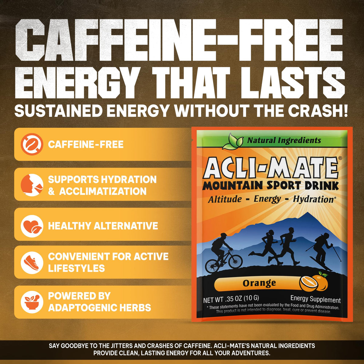 Acli-Mate Mountain Sport Drink Mix | High Altitude Electrolyte Powder Packets (30 Ct, Orange)