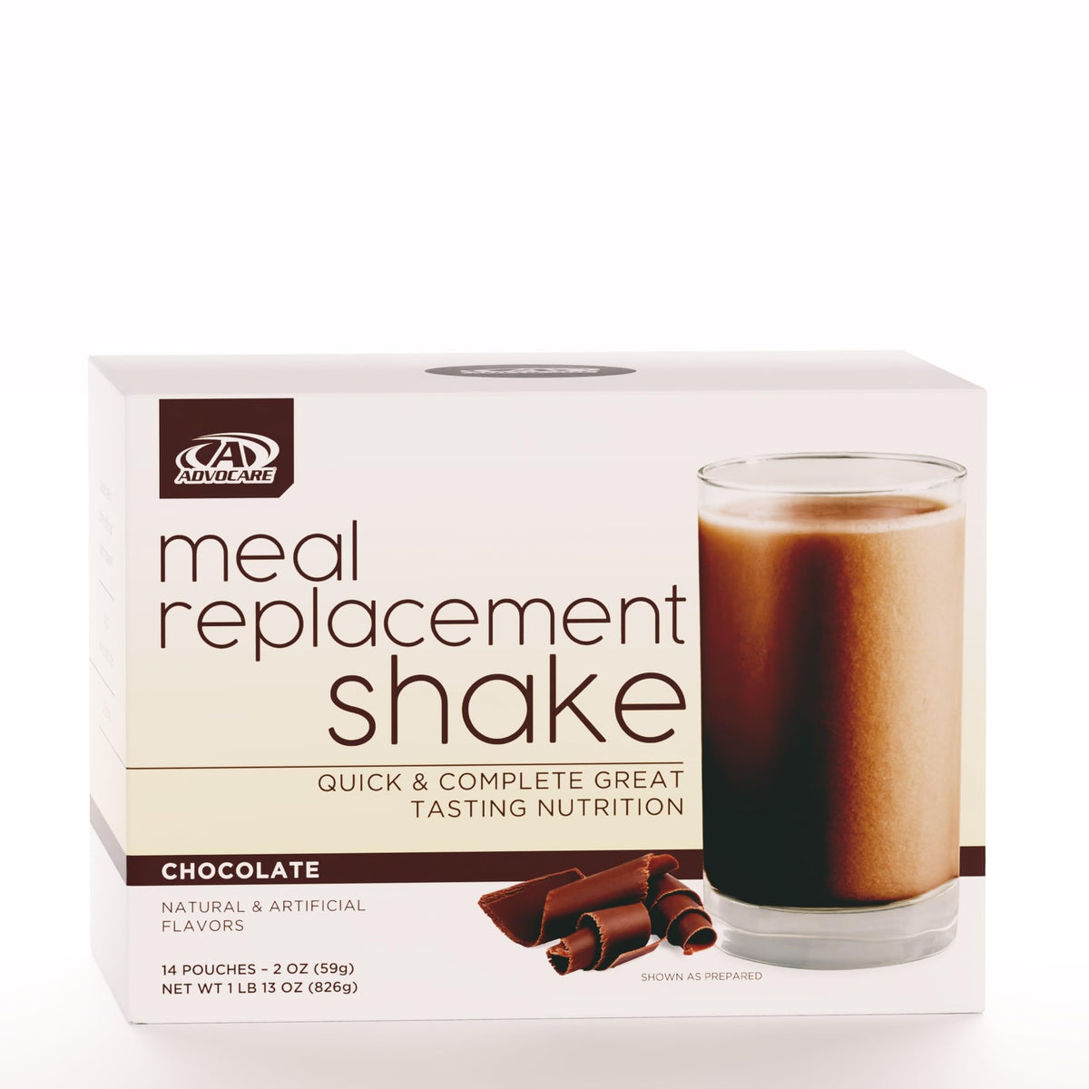 AdvoCare Meal Replacement Shake - 24g Protein, 26 Vitamins & Minerals, Chocolate, 14 Pouches