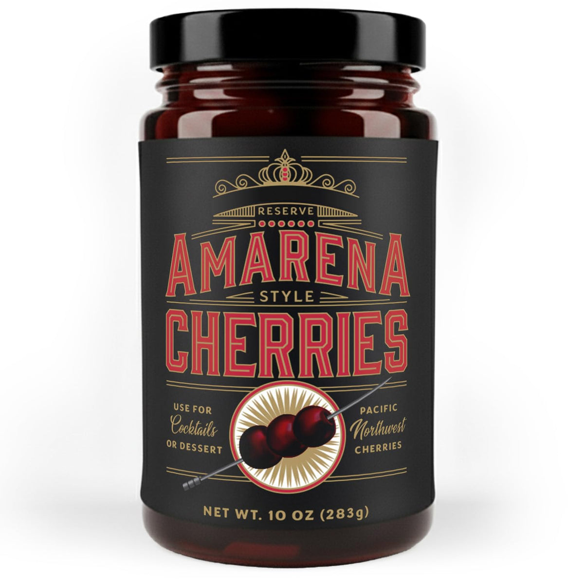 Aged & Charred Cocktail Amarena Cherries in Syrup – 10oz Jar (30+ Cherries) | USA Made