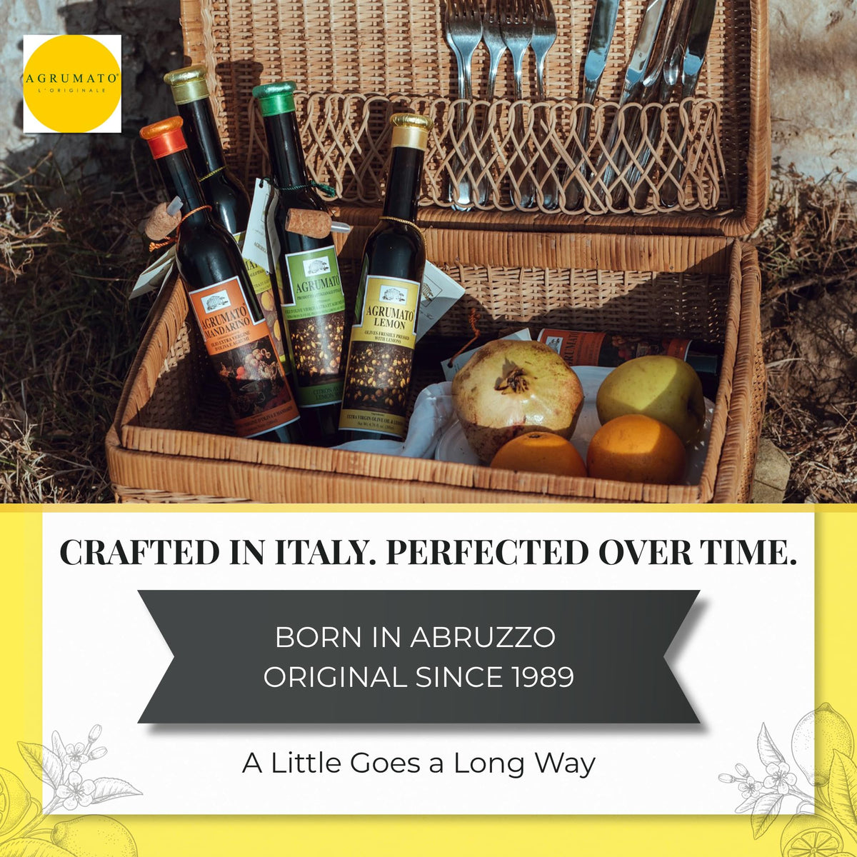 Agrumato Lemon Olive Oil - Cold Pressed Italian Extra Virgin with Fresh Citrus Peel, 16.9 Fl Oz