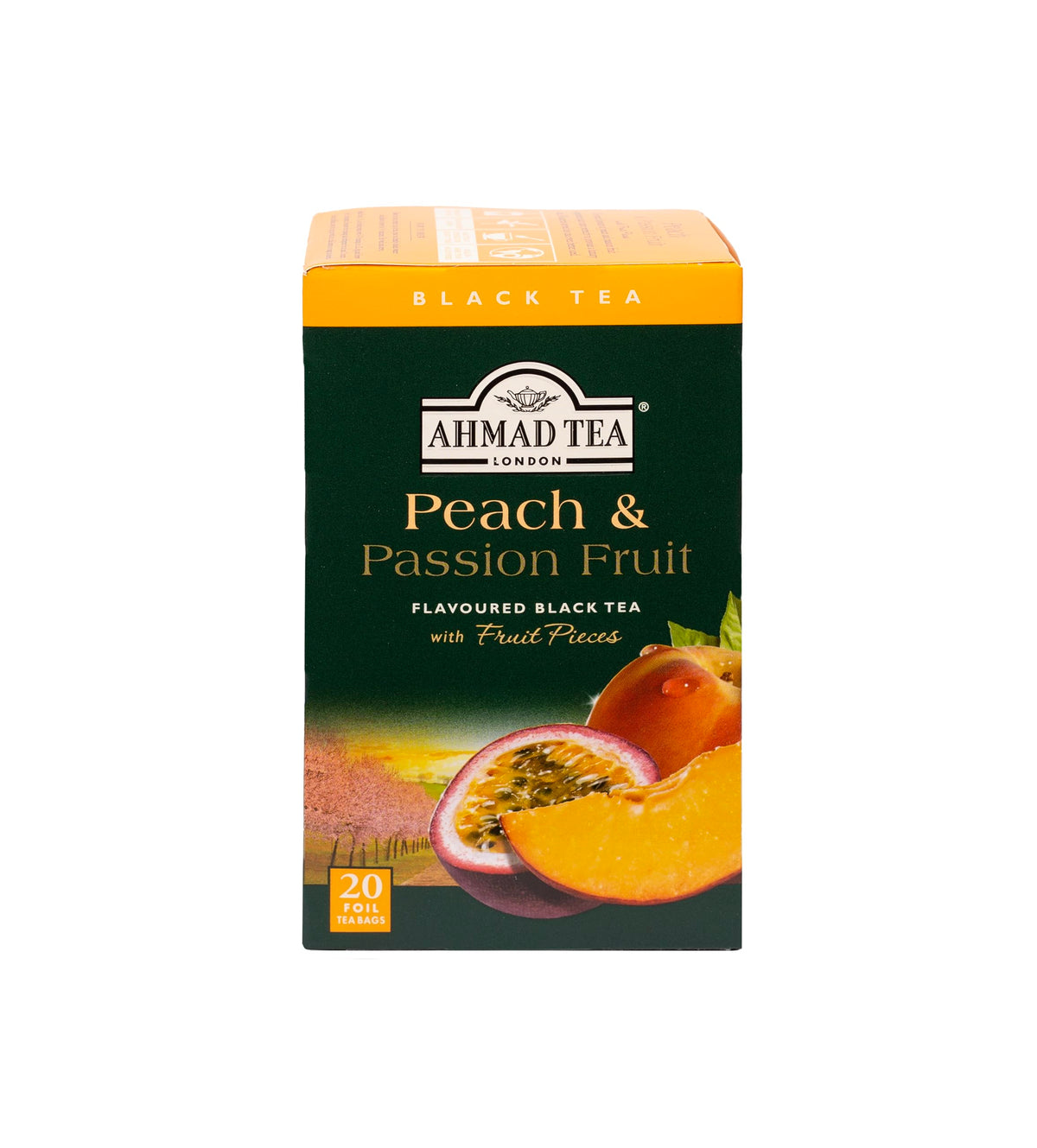 Ahmad Tea Black Tea, Peach & Passion Fruit Bags – 20 ct x6, Caffeinated & Sugar-Free