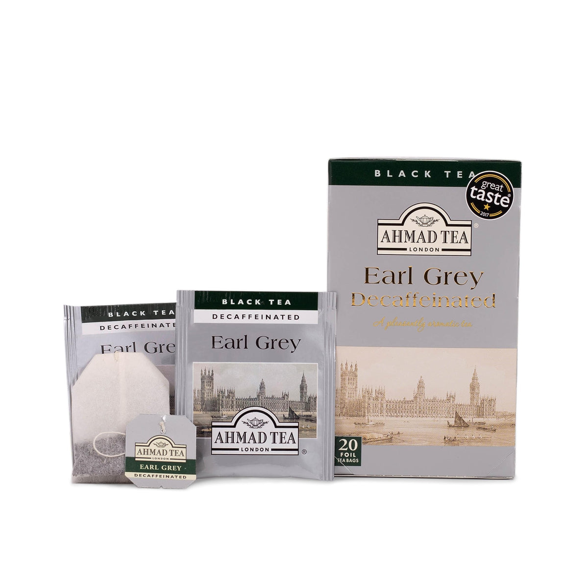 Ahmad Tea Decaf Earl Grey Tea — 6 x 20-Count Boxes, Caffeine-Free