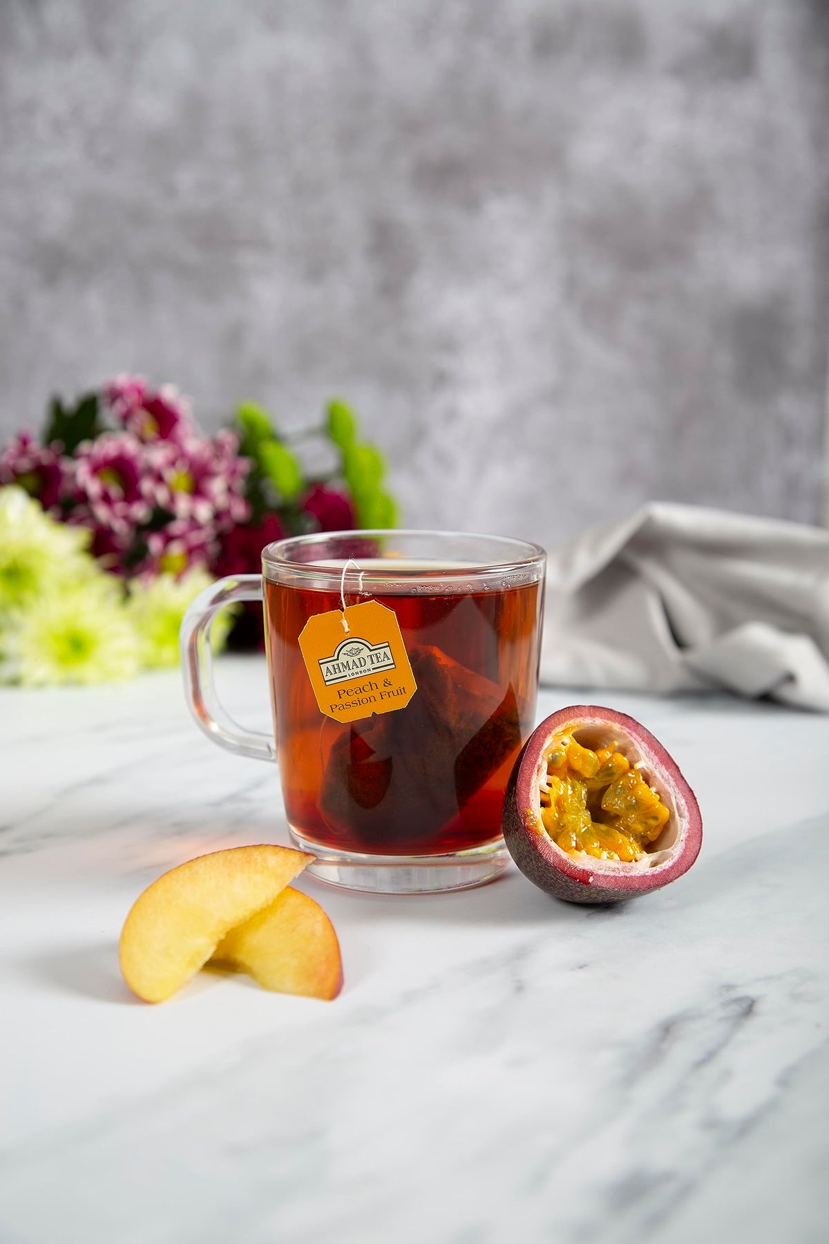 Ahmad Tea Black Tea, Peach & Passion Fruit Bags – 20 ct x6, Caffeinated & Sugar-Free